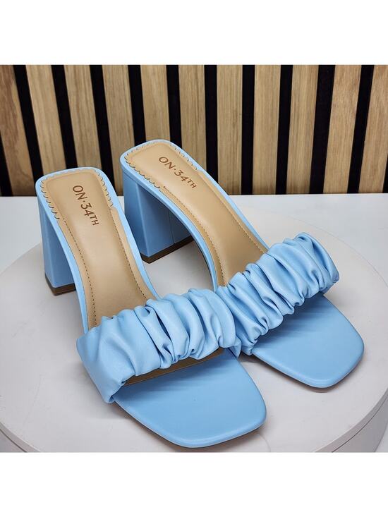 On 34th Shoes - NEW - On 34th Salliee Women’s Dress Sandals Ruffle Block Heels Size 9